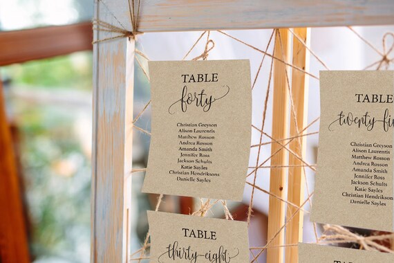 Seating Chart Cards For Wedding