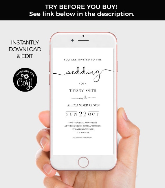 Wedding Phone Invitation Save the Date Smartphone Wedding Invitation with Photo Save the Date Smartphone Template SMS Template BEKA