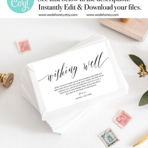 Personalized Cards Wedding, Bridesmaid Proposal Template, Fully Editable Text, Wishing Well Card Printable, 5x3.5 & 4x6'' 025 image 2