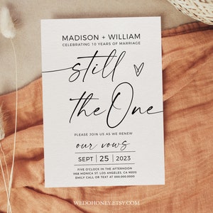 Editable Vow Renewal Invitation, Still The One, Anniversary Party Invitation, Editable Text with Corj #03066