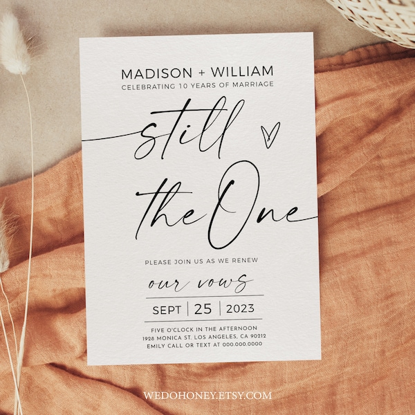 Editable Vow Renewal Invitation, Still The One, Anniversary Party Invitation, Editable Text with Corj #03066