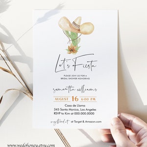 Let's Fiesta Bridal Shower Invitation Template, Mexican Printable, Editable Text with Corjl 09 image 1