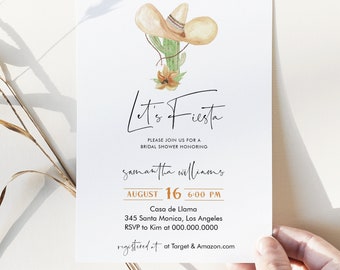 Let's Fiesta Bridal Shower Invitation Template, Mexican Printable, Editable Text with Corjl #09