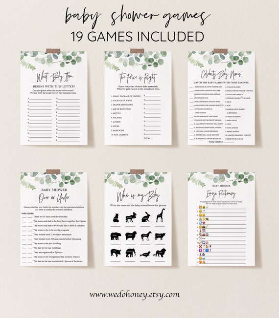 36 Editable Eucalyptus Baby Shower Games - Editable Games