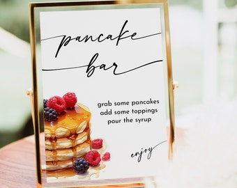 Pancake Bar Brunch Sign Template Editable Text Instant Download Corjl  #65C