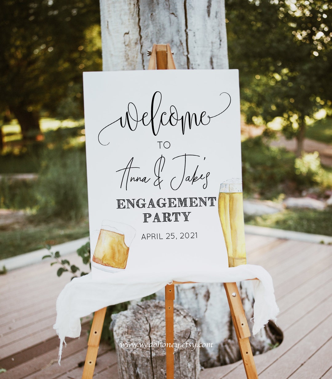 Bubbles and Brews Engagement Party Sign Editable Etsy