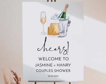 Brunch and Bubbly Welcome Bridal Shower Sign, Champagne Sign Template, Editable Text with Corjl #0099