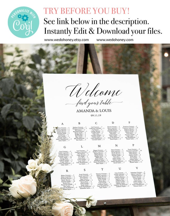 Seating Chart Wedding Alphabetical