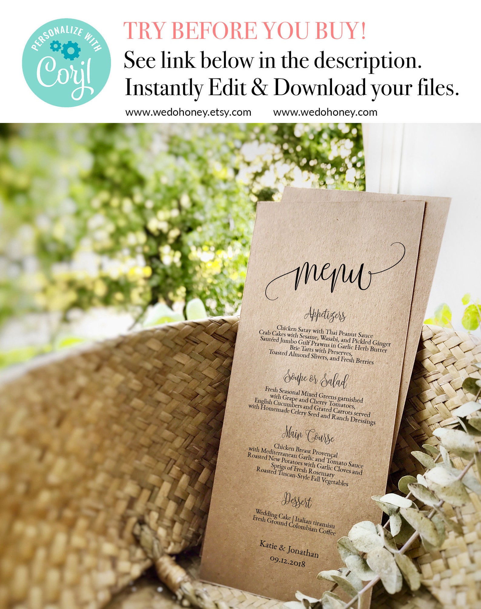 Rustic Menu Template Fully Customizable Menu Printable Etsy