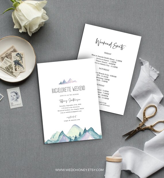 Hen/'s Party Invite Decor Weekend Timeline Template Editable Bachelorette Party Invitation Schedule BACHELORETTE ITINERARY Neutral