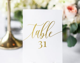 Gold Table Numbers Printable Editable Text Downloadable Wedding #0035