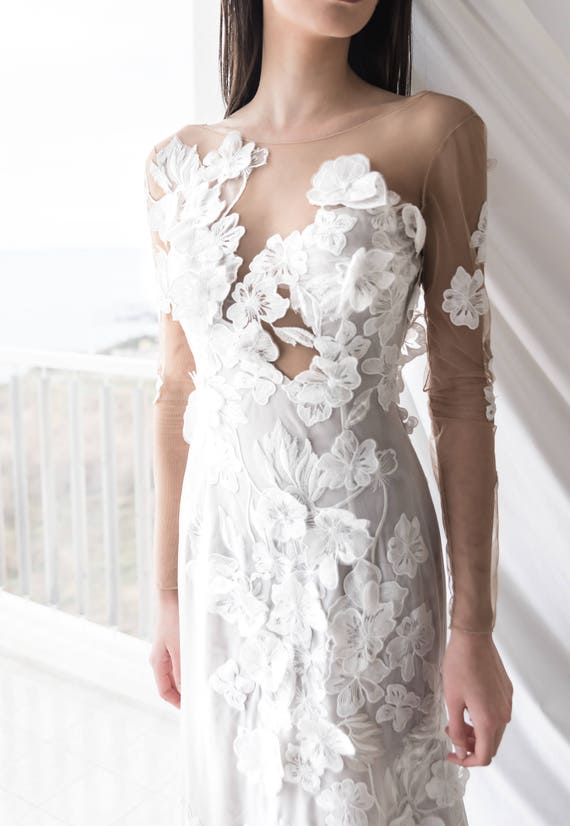 simple floral wedding dress