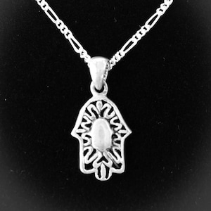 Sterling Silver Hamsa Necklace-Silver Hamsa Pendant-Yoga Necklace-Mindfulness Jewelry-Silver Hamsa Hand Necklace-Layering Necklace-Spiritual