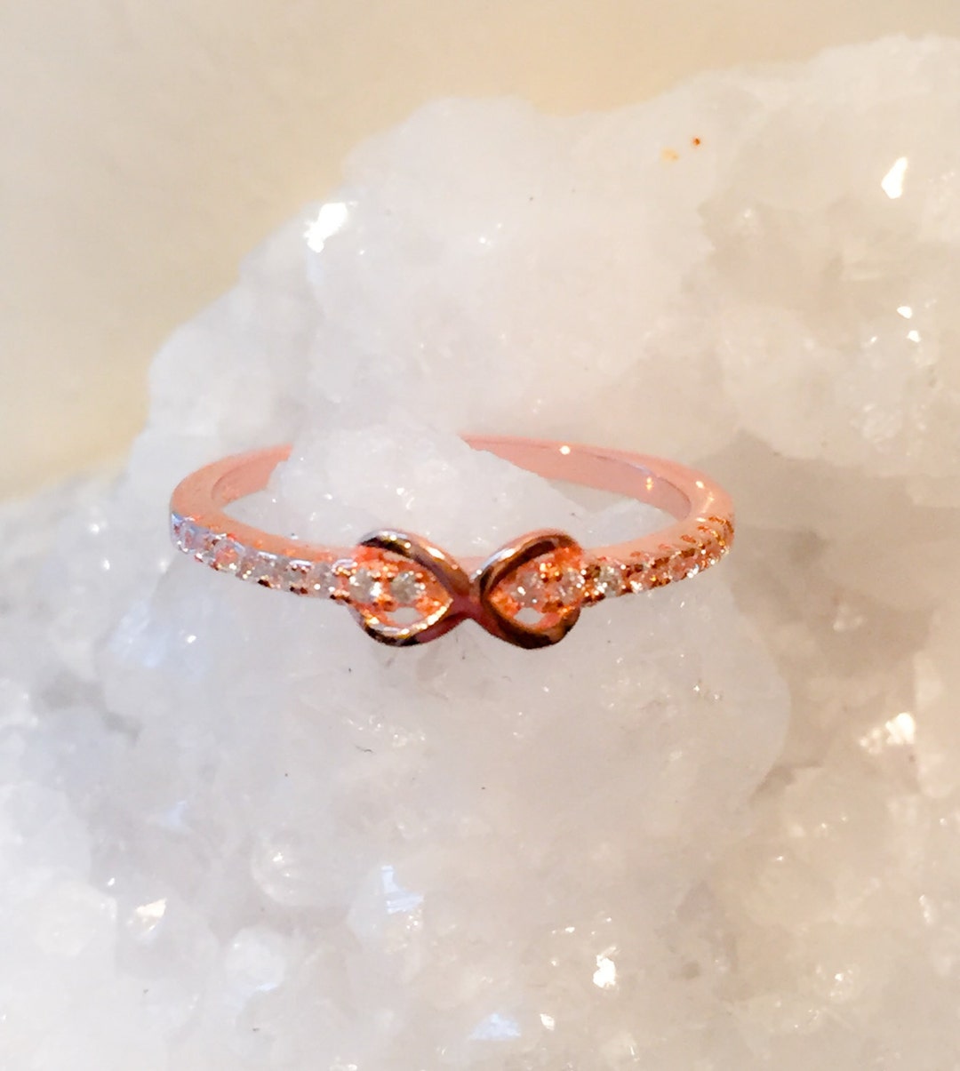 Rose Gold CZ Infinity Ring: Sterling Silver Eternity Band - Etsy