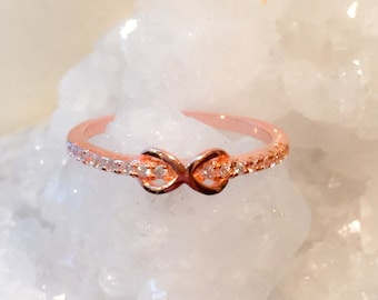 Promise ring- Engagement Ring-Rose Gold Stacking Ring-Silver Band Ring-CZ Infinity Ring-Rose Gold cz Eternity Band-Girlfriend Jewelry