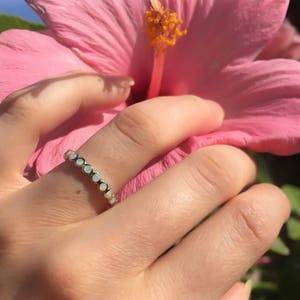 Opal Ring-White Opal Band-Opal Eternity Band-Silver Opal Ring-Eternity Ring-Promise Ring-Silver Eternity Band-Wedding Ring-Stack Ring