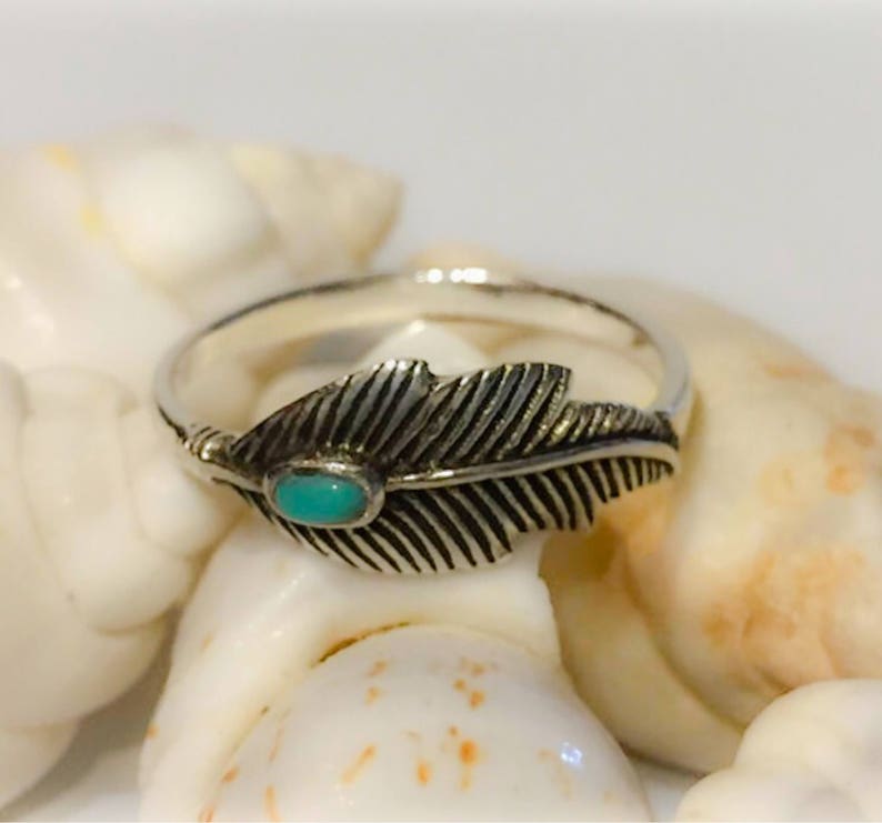 Turquoise Leaf Ringfeather Ringturquoise Etsy