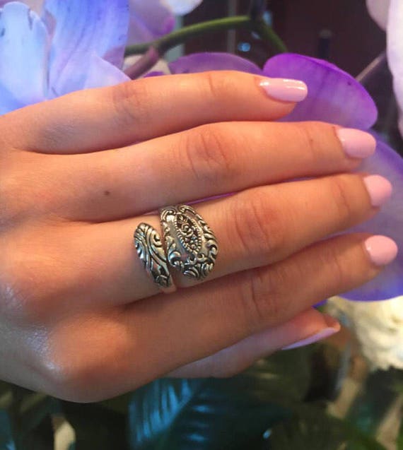 Sterling Silver Spoon Ring spoon Ring victorian Spoon Ring vintage