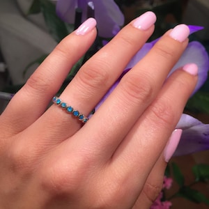Blue Opal Ring-Opal Eternity Band-Opal Ring-Eternity Ring-Promise Ring-Silver Opal Ring Band-Wedding Ring-Stack Ring-Opal Eternity band