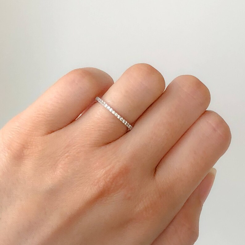 Elegant Diamond Wedding Bandsilver CZ Band Ringhalf Eternity Etsy