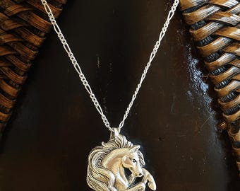 Oxidized Sterling Silver Horse Pendant Necklace: Equestrian Jewelry