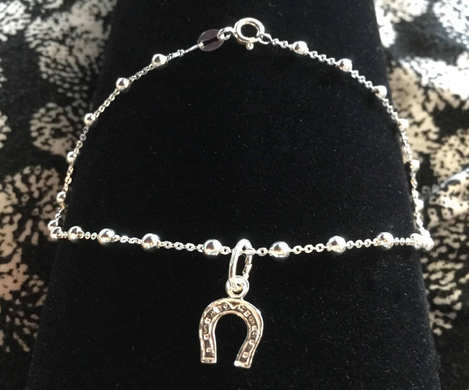 Lucky Horseshoesterling Silver Ankle Bracelet Beaded Etsy