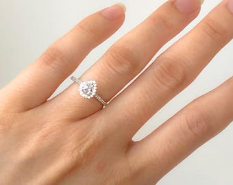 Teardrop Engagement Ring mini Teardrop Ring pear Engagement Ring