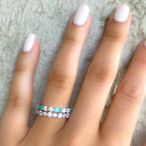 6MM Ladies Eternity Titanium Ring 2.4 Carats Cubic Zirconia Wedding