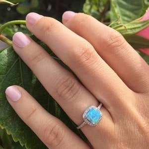 Opal Ring,Blue Opal Ring Or White opal ring-Promise Ring-925 Sterling Silver ring Oval Engagement ring-Girlfriend  gift,xmas present