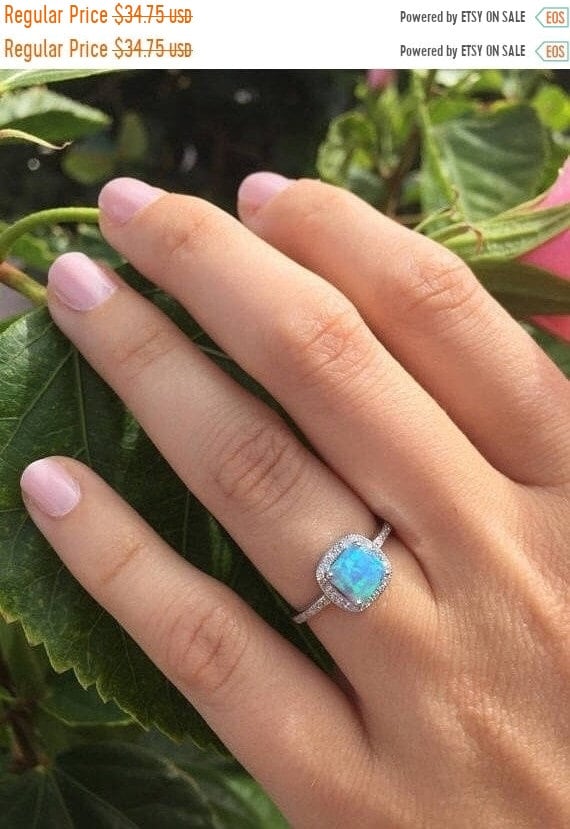 blue opal engagement ring