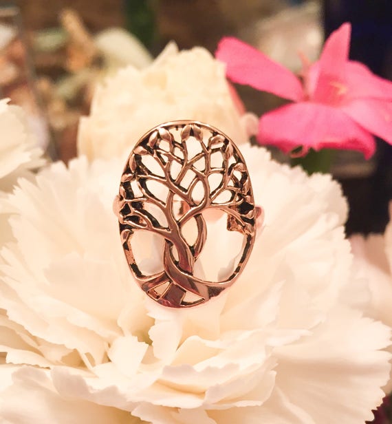 Rose gold tree of life ring deals