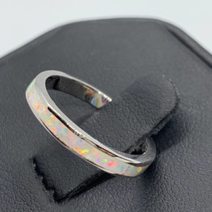 Opal Ring-White Opal Band-Opal wedding Band-Silver Opal Ring-Eternity Ring-Promise Ring-opal rings,Wedding Ring-Stack Ring,opal eternity rin