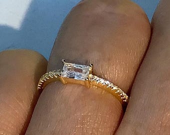 Baguette CZ Ring: Gold Over 925 Sterling Silver Minimalist ring