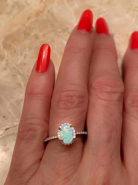 Opal Ring-oval Opal Ring,opal Engagement Ring-promise Ring
