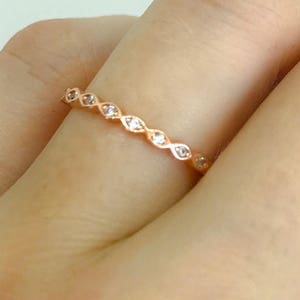 Rose Gold Eternity Band-Wedding Band-Promise Ring-Rose Gold stack Ring-Diamond stack Ring,Rose Gold Ring-Marquis eternity band,Art deco ring