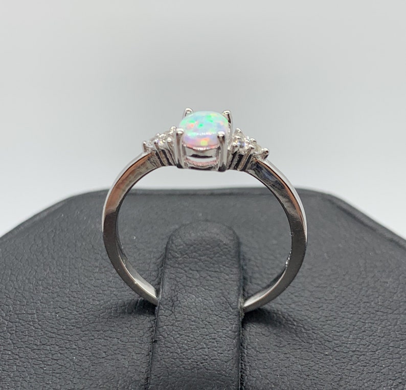 Opal Rings,Promise Ring-Engagement Ring-Petite Opal Ring-CZ Opal Birthday Gift-Oval Opal Ring White Fire Opal Ring-Opal-Opal Ring