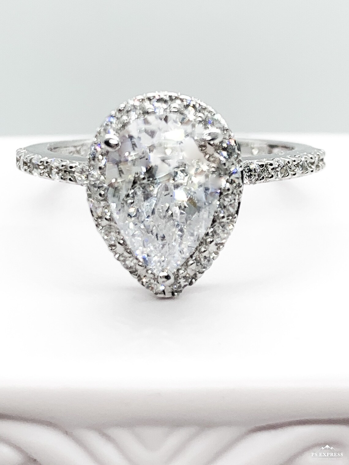 Teardrop Wedding Set2 Carat Ringwedding Ringslarge Teardrop Etsy