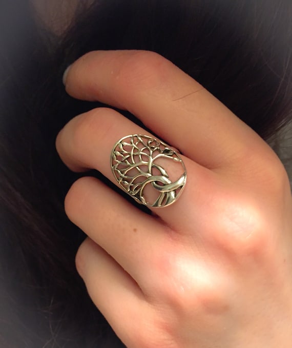 stacking ring nature ring Tree of life ring dainty ring sterling silver ring