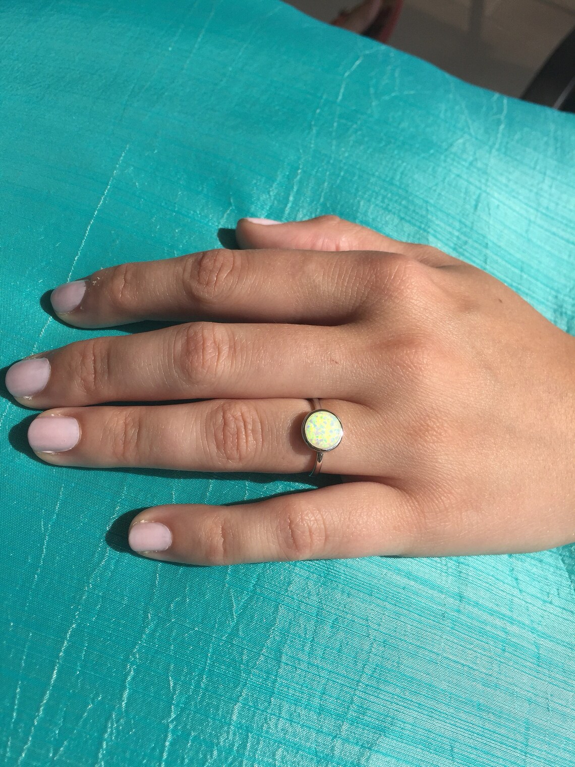 White Opal Ringopal Bandopal Ringopal Sterling Silver Etsy