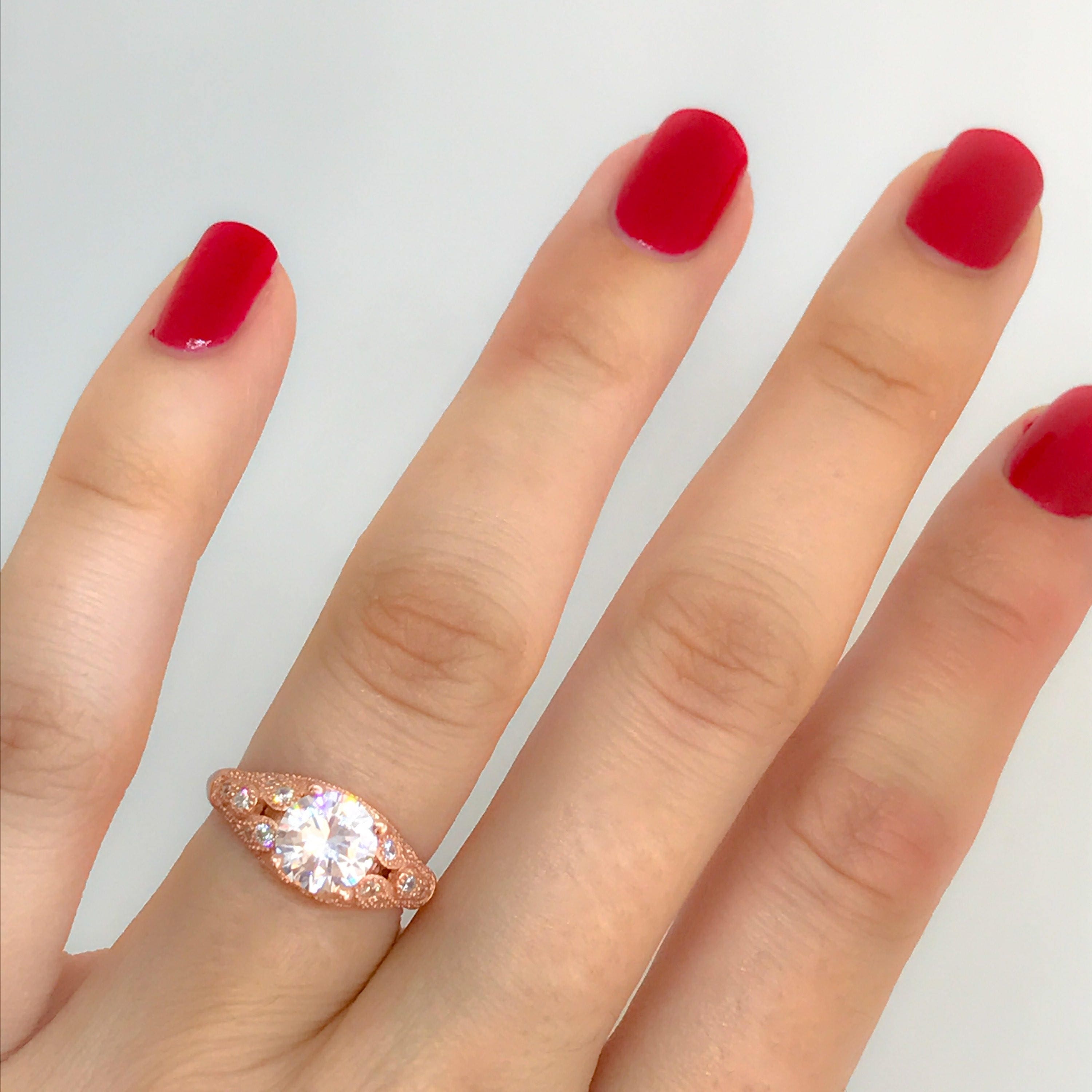 Rose gold ring on hand sale