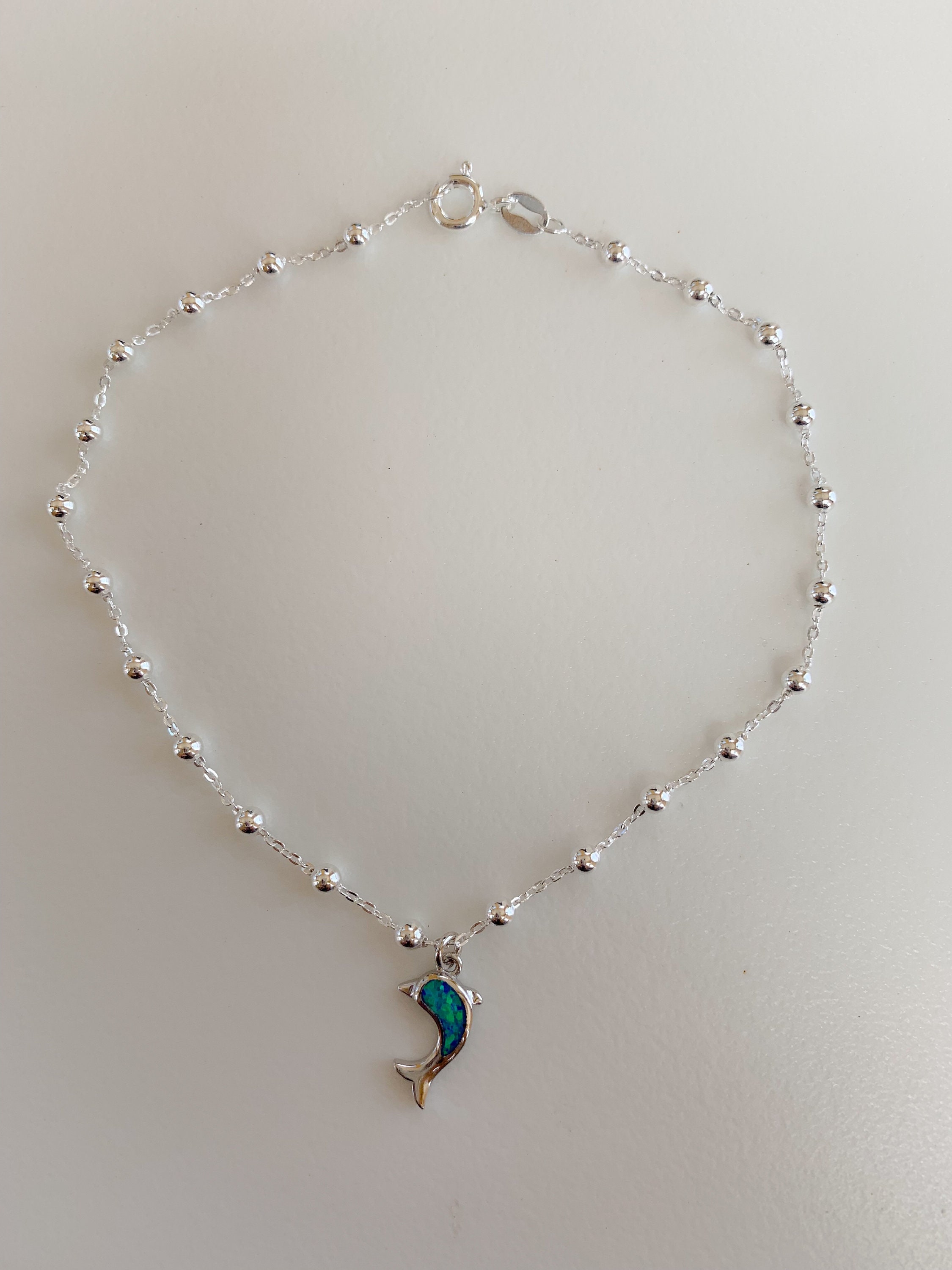 Dolphin Ankle Braceletsilver Dolphin Ankletopal Ankle Etsy