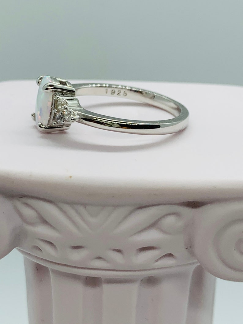 Opal Rings,Promise Ring-Engagement Ring-Petite Opal Ring-CZ Opal Birthday Gift-Oval Opal Ring White Fire Opal Ring-Opal-Opal Ring