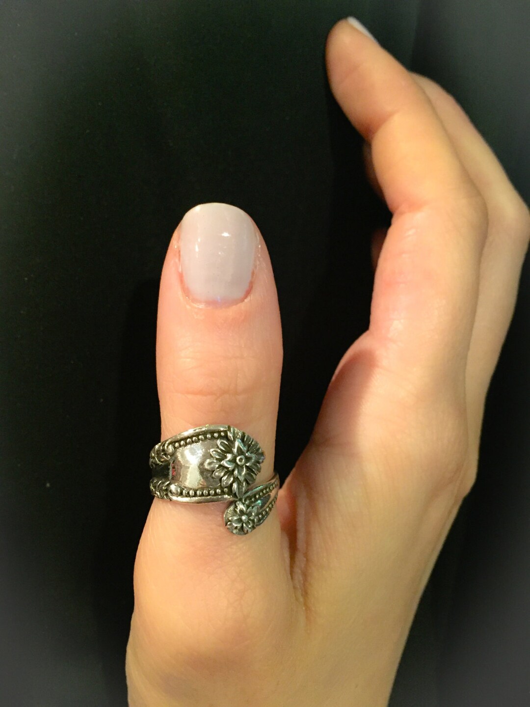 Sterling Silver Spoon Ring: Vintage Victorian Flower Statement Ring - Etsy