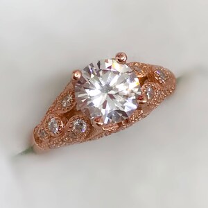 Rose Gold Engagement Ring-Right hand Ring-Soltaire Ring-Rose Gold Wedding Ring-Promise Ring-Prong ring, Diamond ring,Rose Gold Vintage Ring