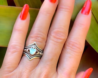 Sterling Silver Claddagh Ring Set: Lab Opal Irish Promise Ring