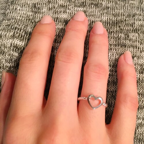 Open Heart Ring-sterling Silver Heart 