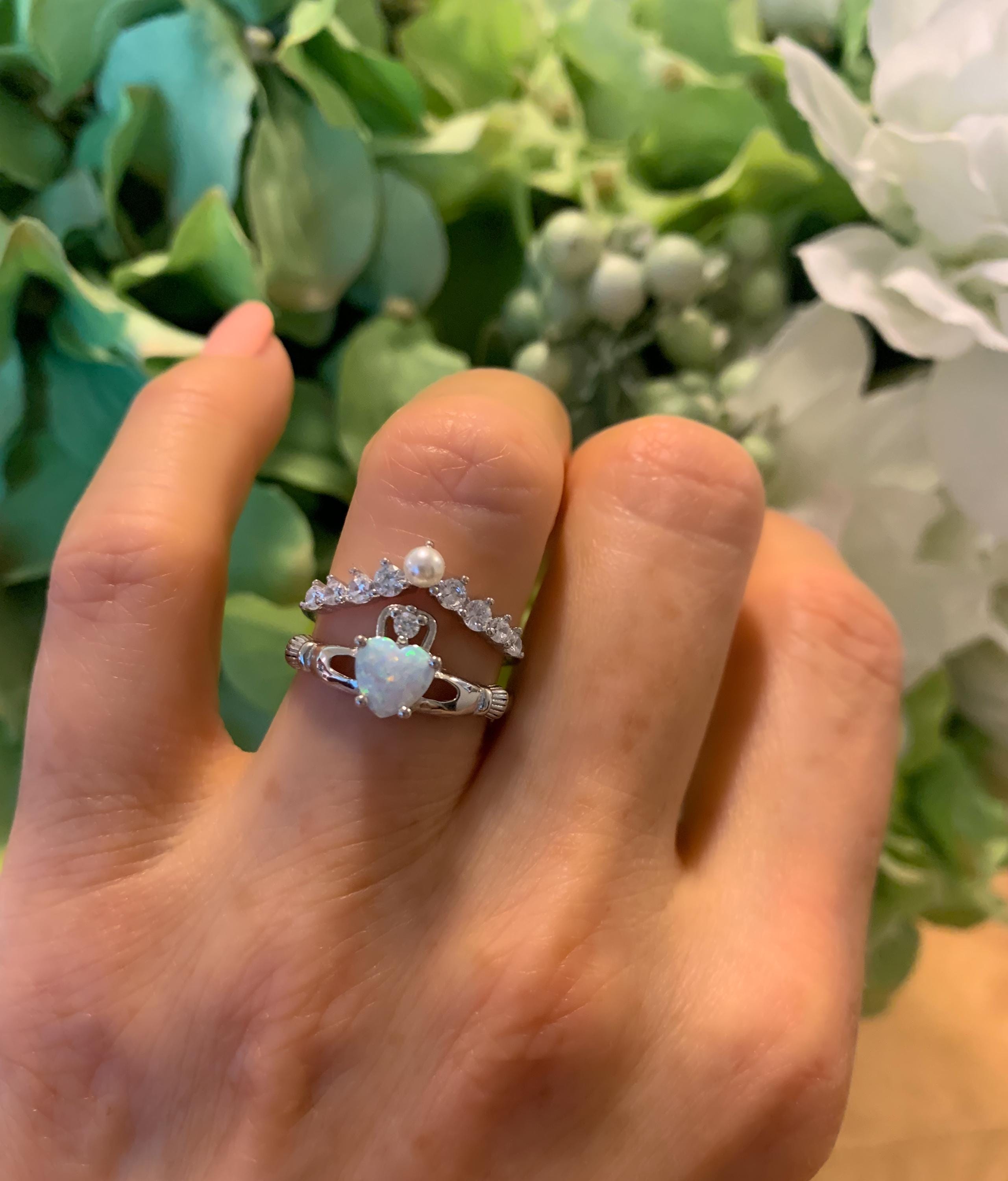 Opal claddagh hot sale