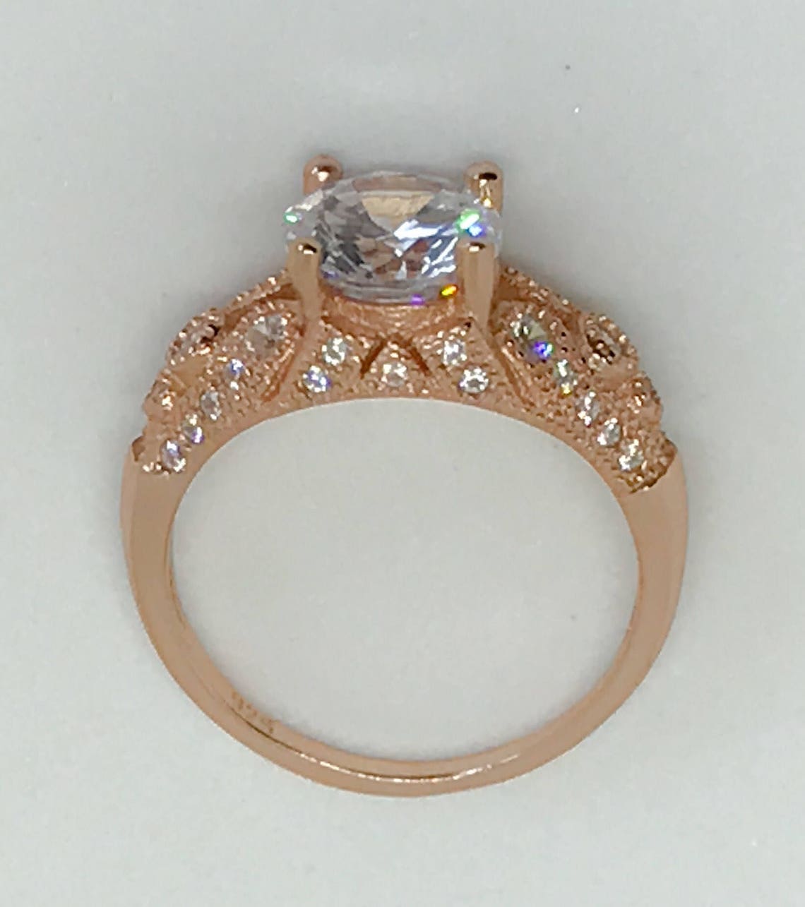 Rose Gold Engagement Ringright Hand Ringsoltaire Ringrose Etsy