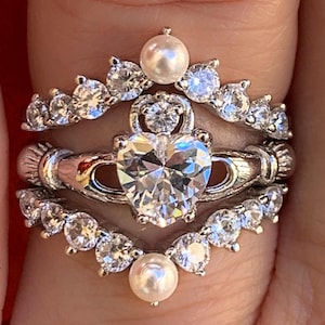 Claddagh ring,silver Claddagh ring,Irish ring,Exclusive LED LIT gift box!,Claddagh rings,3 piece engagement ring,Claddagh promise ring