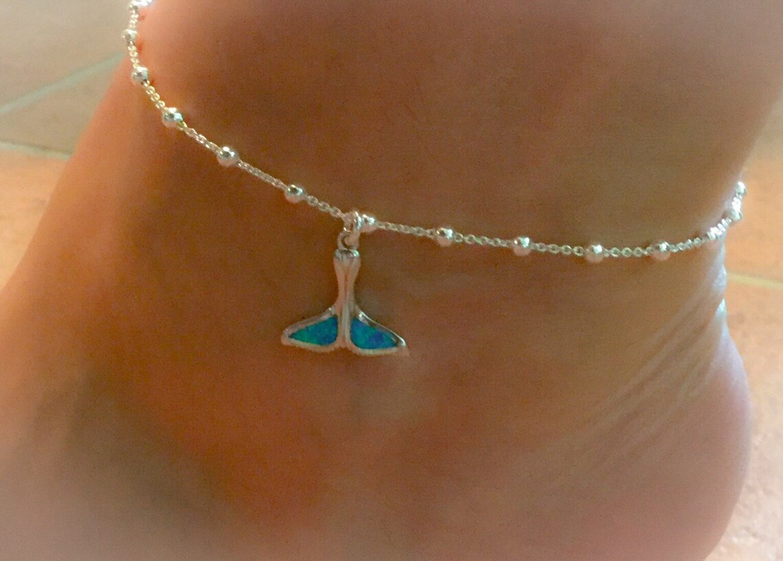 Opal Ankle braceletMermaid AnkletSilver ankle braceletWhale Etsy